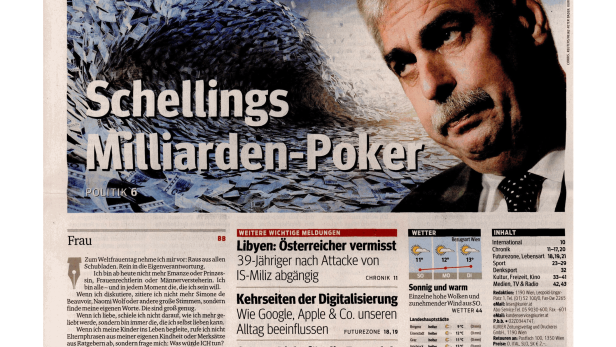 Titelseite des „Kurier am Sonntag“ vom 8. März 2015 mit Artikeln zu verschiedenen Themen.