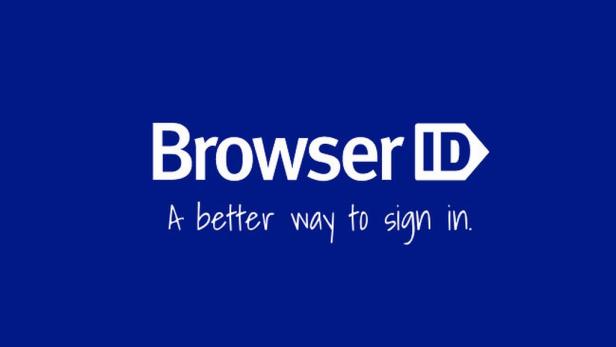 Das Logo von BrowserID auf blauem Hintergrund mit dem Slogan „A better way to sign in“.