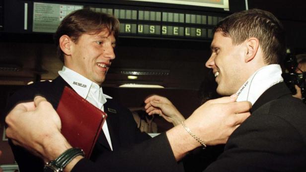 Blick zurück: Barisic (li.) und Kühbauer vor dem Europacup-Finale 1996.