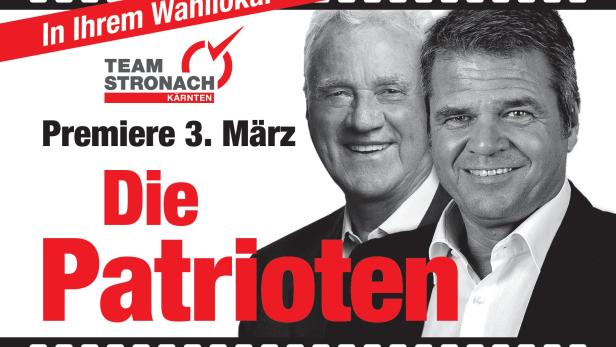Do-it-yourself-Plakat des Team Stronach für die Kärntner Wahl am 3. März: Stronach (li.), Köfer.