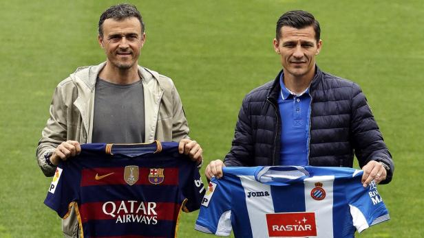 Barcelona-Coach Luis Enrique und Espanyol-Trainer Constantin Galca