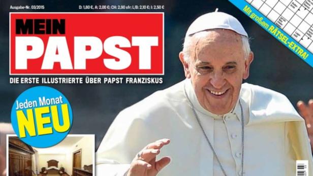 Das Cover der Zeitschrift „Mein Papst“ mit einem lächelnden Papst Franziskus.