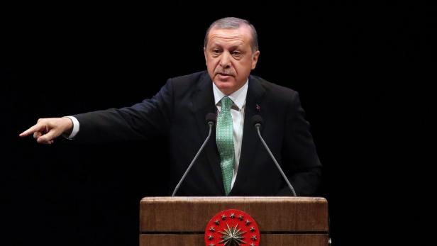 Der türkische Staatspräsident Recep Tayyip Erdogan bei seiner Rede in Ankara.