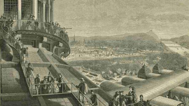 Auf dem Dach der Rotunde, 1873; Bild von Franz Kollarz