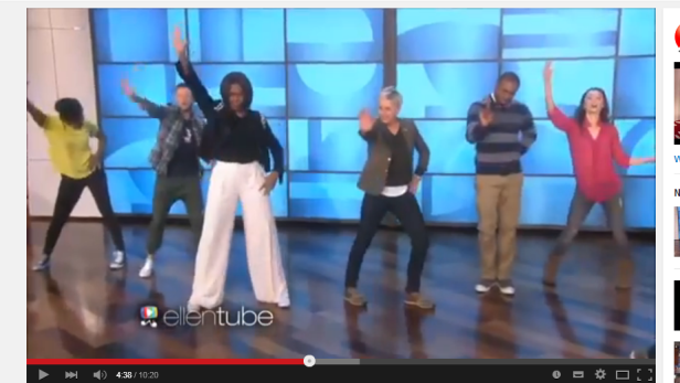 Ellen DeGeneres tanzt mit Gästen in ihrer Show.