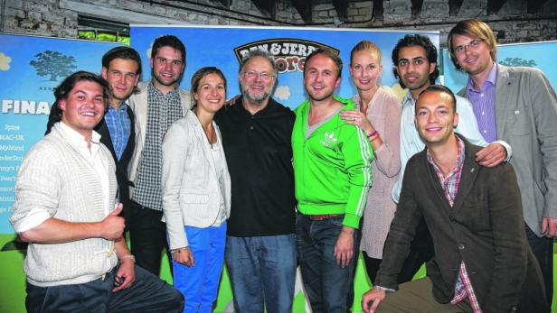 Die Finalisten aus dem Vorjahr: In ihrer Mitte ein Teil des Ben &amp; Jerry’s Gründer-Duos, Jerry Greenfield.