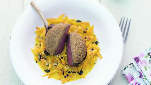 Hirsch-Kotelette mit Kürbisgemüse, Lafer…