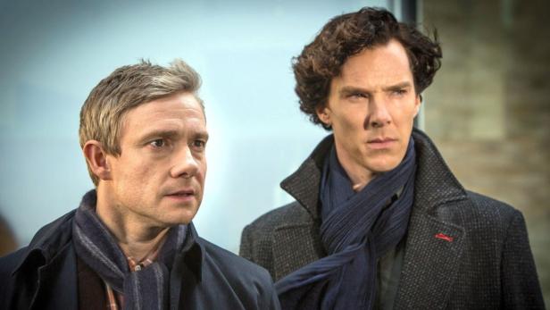 Benedict Cumberbatch und Martin Freeman in ihrer Rollen als Sherlock Holmes und Dr. Watson.