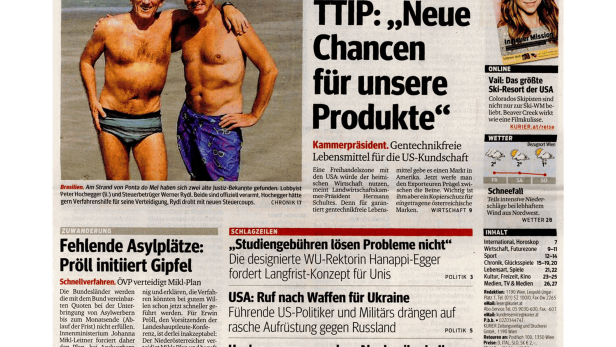 Peter Hochegger und Werner Rydl am Strand von Ponta do Mel in Brasilien.