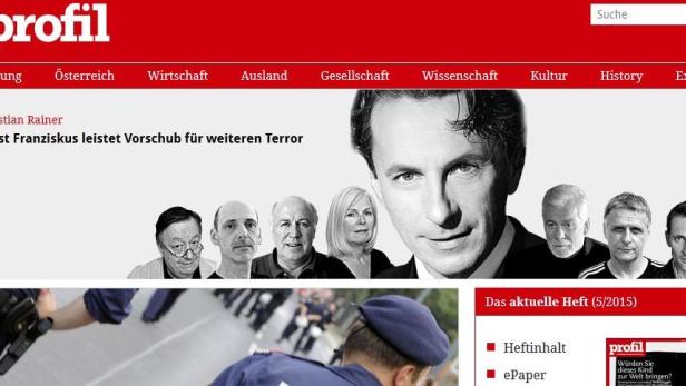Titelseite des Magazins „profil“ mit der Schlagzeile: Papst Franziskus leistet Vorschub für weiteren Terror.