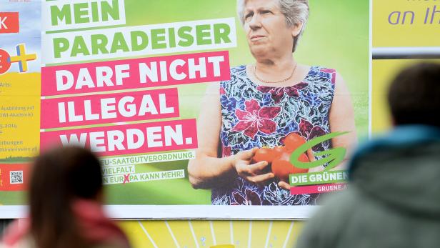 Die Sujets der Grünen zur EU-Wahl 2014 erinnern an die Kernkompetenz der Partei: &quot;Mein Paradeiser darf nicht illegal werden&quot;, lautete der Slogan in Wien, Niederösterreich und dem Burgenland.