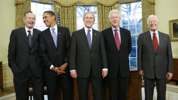Präsidenten im Oval Office: Bush sen., Obama, Bush jun., Clinton, Carter