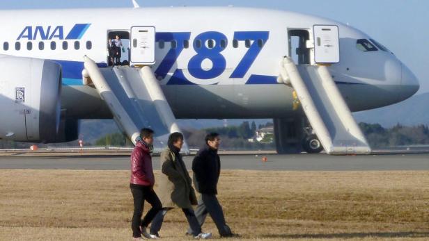Passengers walk away from All Nippon Airways&#039; (ANA) Boeing Co&#039;s 787 Dreamliner plane which made an emergency landing at Takamatsu airport, western Japan, as seen in this photo taken by a passenger and distributed by Japan&#039;s Kyodo January 16, 2013. A Boeing 787 operated by All Nippon Airways Co made an emergency landing in Takamatsu in western Japan after smoke appeared in the plane&#039;s cockpit, but all 137 passengers and crew members were evacuated safely, the Osaka Airport said on Wednesday. REUTERS/Kyodo (JAPAN - Tags: TRANSPORT DISASTER TPX IMAGES OF THE DAY) MANDATORY CREDIT. JAPAN OUT. NO COMMERCIAL OR EDITORIAL SALES IN JAPAN. ATTENTION EDITORS  THIS IMAGE WAS PROVIDED BY A THIRD PARTY. FOR EDITORIAL USE ONLY. NOT FOR SALE FOR MARKETING OR ADVERTISING CAMPAIGNS. THIS PICTURE WAS PROCESSED BY REUTERS TO ENHANCE QUALITY. AN UNPROCESSED VERSION WILL BE PROVIDED SEPARATELY. YES