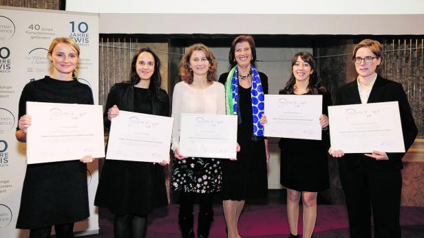 Von links: Evelyn Zöhrer, Livia Tomova, Kristin Richter, Alexandra Pifl (Public Affairs L’ORÉAL Österreich), Alessia Masuccio und Ruth-Sophie Taubner.