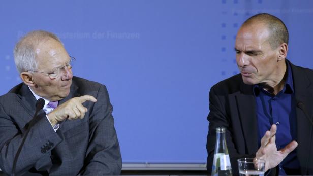 In der Höhle des Löwen: Varoufakis und Schäuble (links)