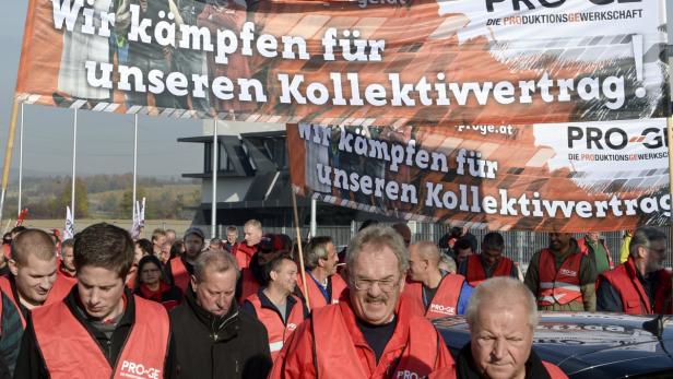 Protestaktion der Gewerkschaft PRO-GE am Montag.