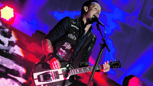 Volbeat-Frontmann Michael Schon Poulsen beim Nova Rock in Nickelsdorf – wie jeder Österreich-Auftritt ein Highlight für die Band.