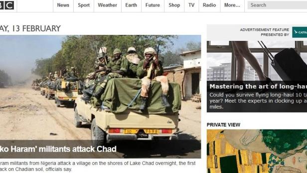 Militante Boko Haram-Kämpfer auf Pick-ups in Tschad.