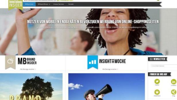 Screenshot der Webseite „Brand Insider“ von Millward Brown.