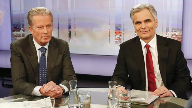 Bundeskanzler Werner Faymann und Vizekanzler Reinhold Mitterlehner in der ORF-Pressestunde zur Steuerreform: &quot;An Details kann man noch arbeiten.&quot;