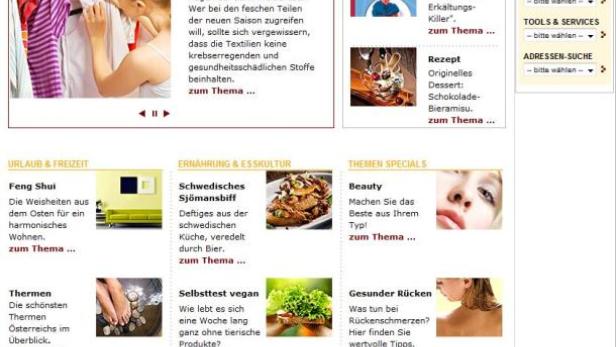 Screenshot der Webseite wecarelife.at mit Artikeln zu Gesundheit, Ernährung und Lifestyle.