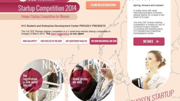 Werbung für den 1. CEE Women Startup Wettbewerb 2014 in Ungarn.