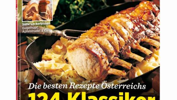 Das Cover des „Gusto Spezial“-Magazins mit dem Titel „124 Klassiker der heimischen Küche“ zeigt einen Braten.
