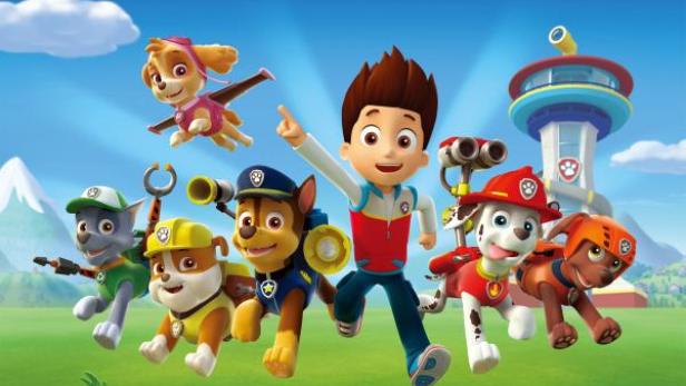 Das PAW Patrol-Team mit Ryder vor dem Hauptquartier der PAW Patrol.