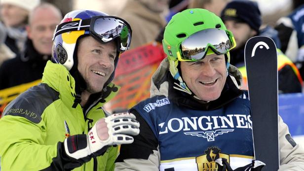 Felix Baumgartner und der ehemalige Schweizer Skirennfahrer Didier Cuche.