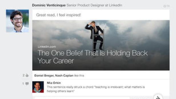 Ein Screenshot der LinkedIn-Startseite auf einem iPad.