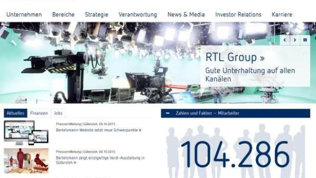 Die Webseite von Bertelsmann mit Informationen über die RTL Group.