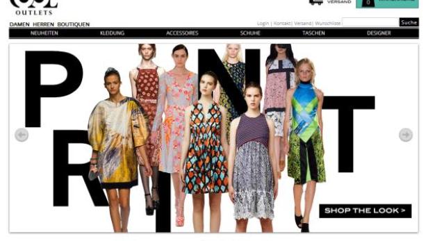 Die Startseite von Cool Outlets mit einer Auswahl an Sommerkleidern.