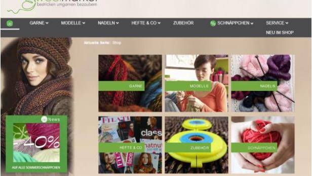 Die Webseite von Woolmarket, einem Online-Shop für Strickbedarf.