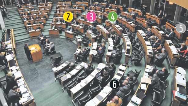 Blick in einen Plenarsaal während einer Sitzung.