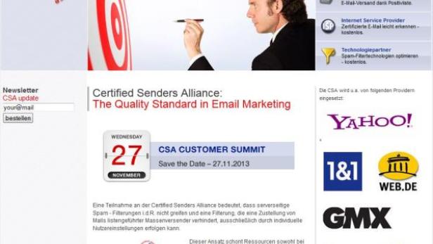 Die Webseite der Certified Senders Alliance mit Informationen zum E-Mail-Marketing.