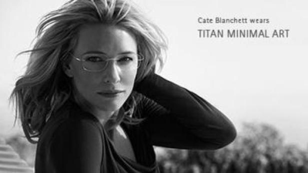 Cate Blanchett trägt eine Brille der Marke Silhouette, Modell „Titan Minimal Art“.