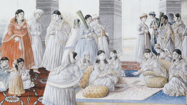 The Royal Harem Playing Pachisi in a Lucknow Palac