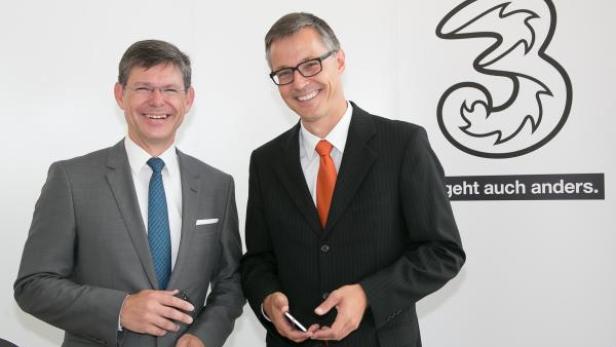 Rudolf Schrefl, Chief Commercial Officer, und Jan Trionow, Chief Executive Officer, von Hutchison Drei Austria. (c: drei - apa-fotoservice - schedl ludwig)