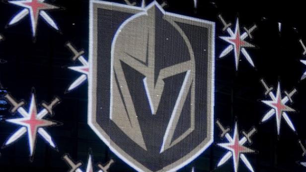 Das Logo der Vegas Golden Knights auf einem Bildschirm.