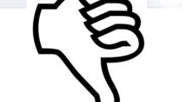 Ein „Daumen runter“-Symbol auf einer Facebook-Seite.