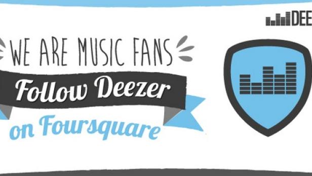 Werbung für Deezer und Foursquare mit dem Slogan „We are music fans“.