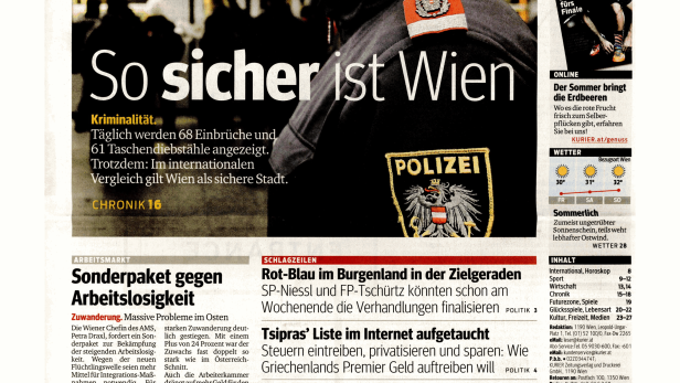 Schlagzeile vom 05.06.2015So sicher ist WienKurier