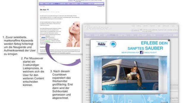Ein Screenshot einer Webseite mit einem Hakle-Werbebanner, der für „Sanftes Sauber“ wirbt.