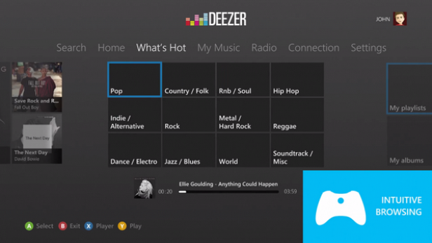 Die Deezer-App zeigt verschiedene Musikgenres zur Auswahl an.
