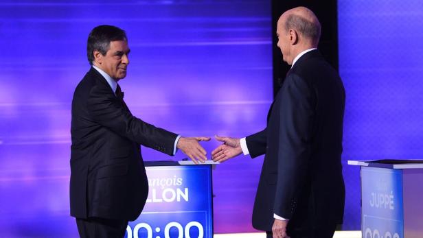 Geruhsame TV-Debatte zwischen François Fillon und Alain Juppé.