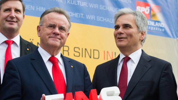 Niessl verteidigt Rot-Blau im Land, Faymann schließt Koalition mit der FPÖ im Bund kategorisch aus.