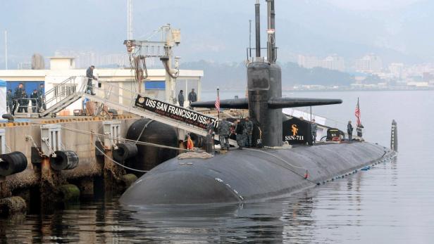 USS San Francisco (SSN-711), a 6,800-ton Los Angel USS San Francisco (SSN-711), a 6,800-ton Los Angeles-class submarine, is seen anchored at Jinhae naval base in Changwon, about 410 km (255 miles) southeast of Seoul in this picture taken January 31, 2013 during a photo call for local Korean media and released by local Newsis news agency on February 1, 2013. The U.S. nuclear-powered submarine has been anchored in the South Korean naval base since Thursday to attend joint drills with the South next week, local media reported. North Korea, which detonated nuclear explosions in 2006 and 2009, vowed last week to conduct more rocket and nuclear tests after the U.N. Security Council censured it for a December long-range missile launch. REUTERS/Newsis (SOUTH KOREA - Tags: MILITARY) NO SALES. NO ARCHIVES. FOR EDITORIAL USE ONLY. NOT FOR SALE FOR MARKETING OR ADVERTISING CAMPAIGNS. THIS IMAGE HAS BEEN SUPPLIED BY A THIRD PARTY. IT IS DISTRIBUTED, EXACTLY AS RECEIVED BY REUTERS, AS A SERVICE TO CLIENTS. SOUTH KOREA OUT. NO COMMERCIAL OR EDITORIAL SALES IN SOUTH KOREA