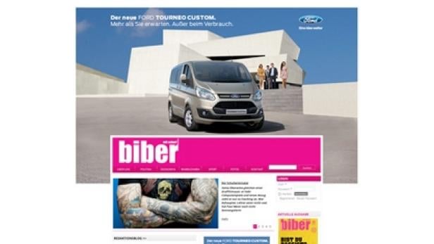 Finest Wallpaper - Beispiel: Werbekunde: Ford Motor Austria; Werbegegenstand: Ford Tourneo; Schalt-Agentur: Mindshare Austria; Werbeträger: dasbiber.at; Kampagnenlaufzeit: 14.2 bis 28.3. 2012. (c: closer)