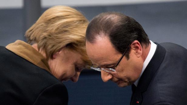 Vertraulich: Merkel und Hollande suchten vor dem Gipfel in Paris Budget-Kompromisse.