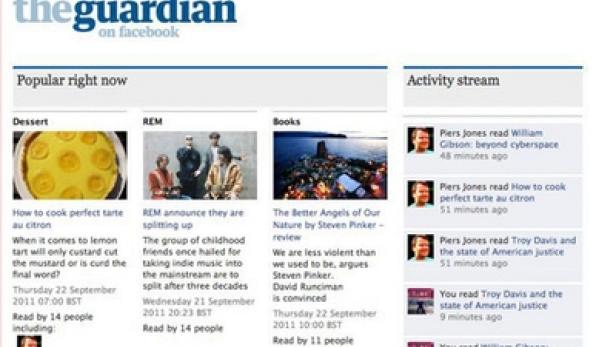 Ein Screenshot der Facebook-Seite der Zeitung „The Guardian“ aus dem Jahr 2011.